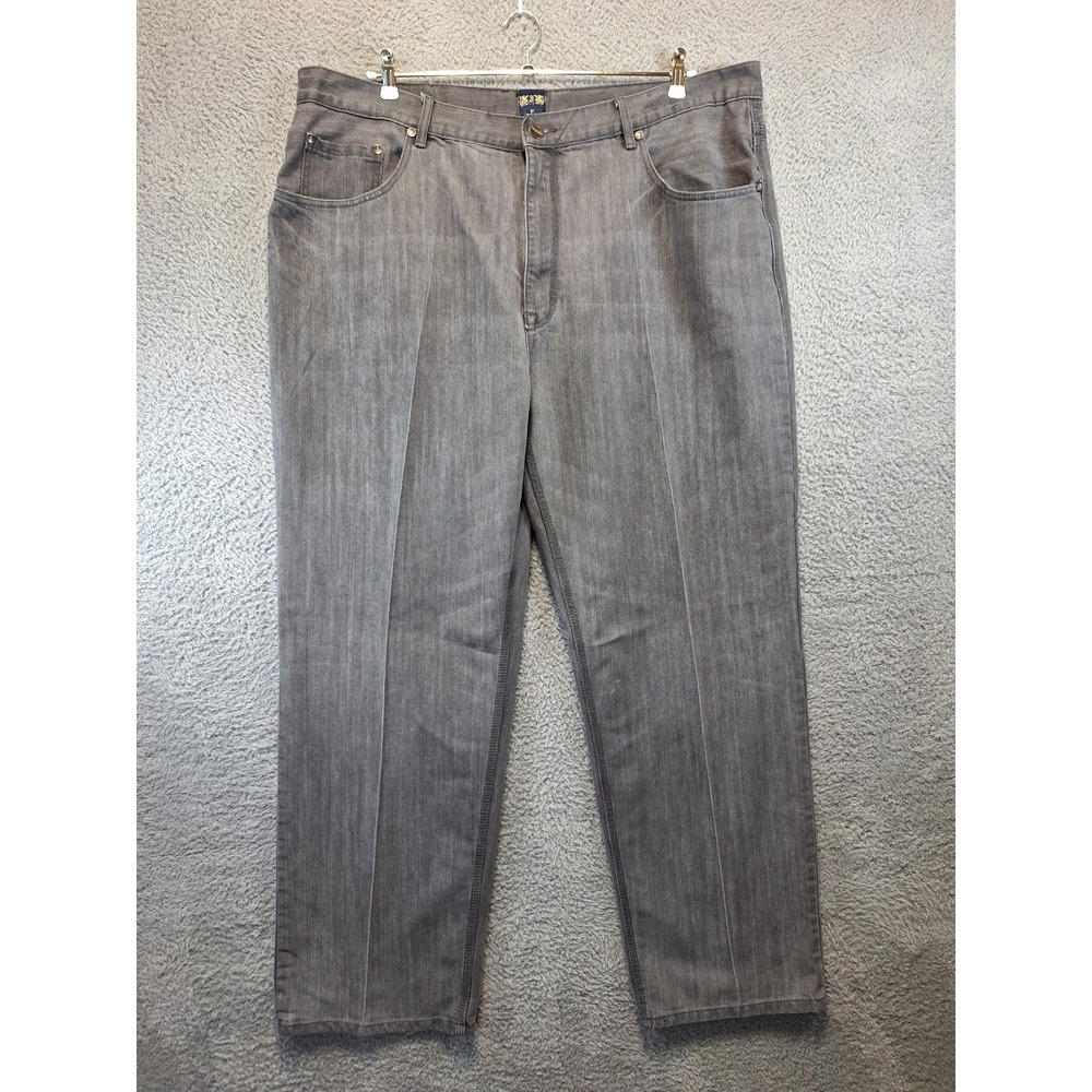 FUSAI Mens Grey Denim Jeans Size‎ 46x33 (Fits 44x33) Straight Leg Casual As Is